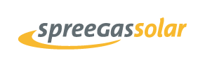 Logo: Schriftzug SpreeGasSolar in Grau und Orange